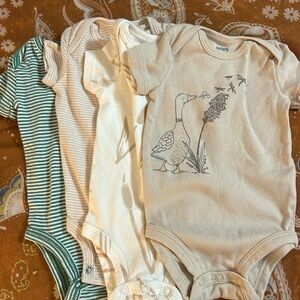 4-piece lot of short sleeved onesies; 3 months